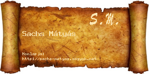 Sachs Mátyás névjegykártya
