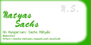 matyas sachs business card