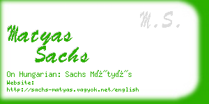 matyas sachs business card